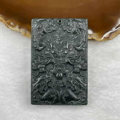 Natural Black Nephrite 9 Dragon Pendant 62.14g 61.8 by 40.4 by 11.7mm - Huangs Jadeite and Jewelry Pte Ltd