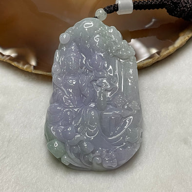 Type A Lavender & Green Guan Yin Jade Jadeite 94.74g 80.1 by 47.6 by 12.4mm - Huangs Jadeite and Jewelry Pte Ltd