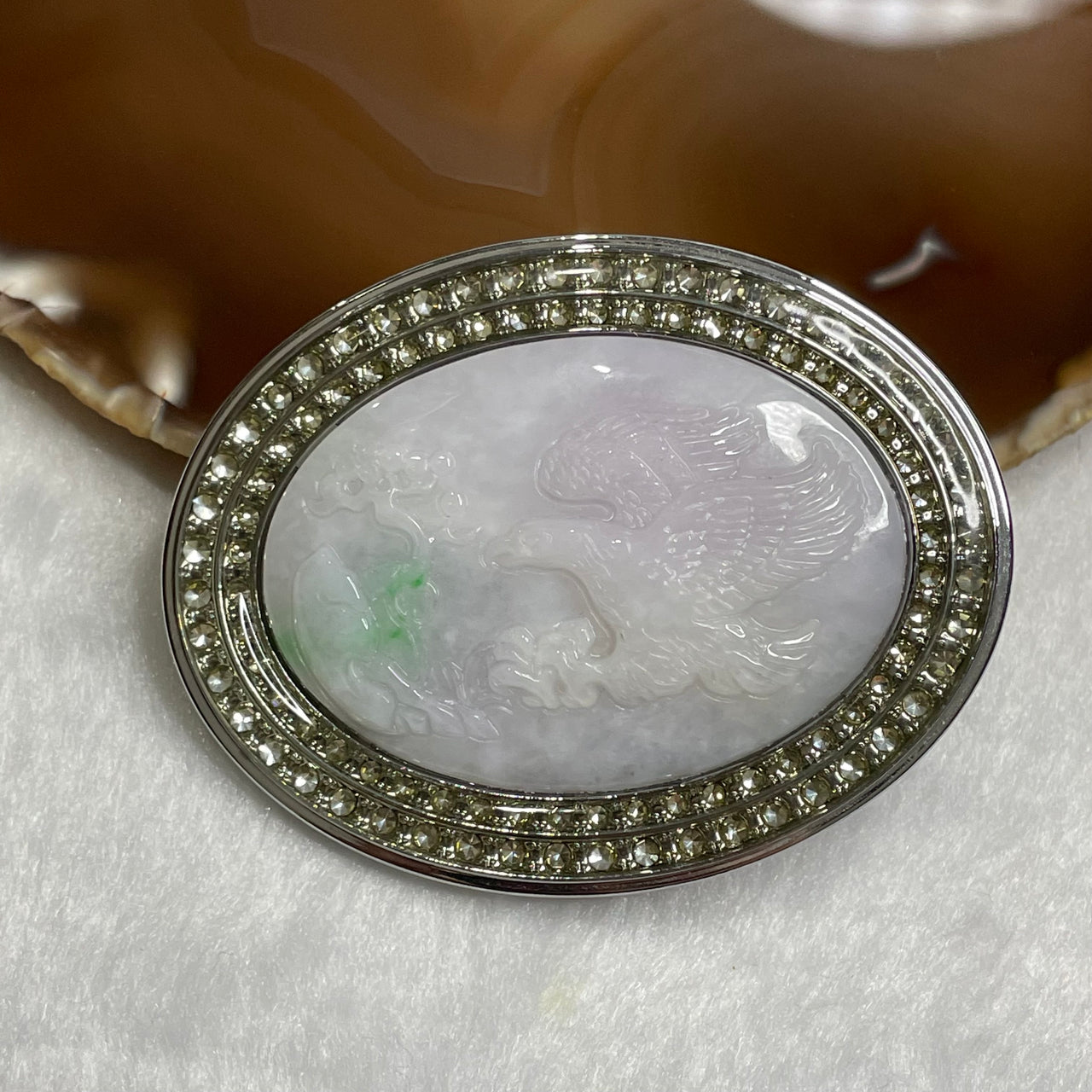 Type A Lavender & Green Eagle Jade Jadeite Belt Hook 79.88g 70.4 by 53.8 by 7.4mm - Huangs Jadeite and Jewelry Pte Ltd