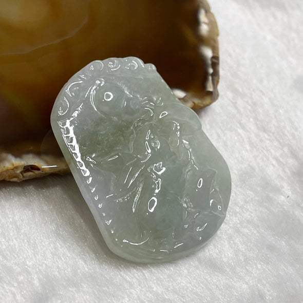 Type A Green Jade Jadeite Rabbit Pendant 23.57g 51.8 by 45.5 by 5.5mm - Huangs Jadeite and Jewelry Pte Ltd