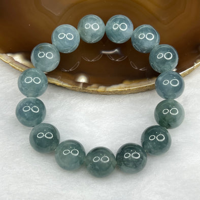 Rare Type A Jadeite Sky Blue Jadeite Bracelet 64.77g 13.6mm 15 Beads - Huangs Jadeite and Jewelry Pte Ltd