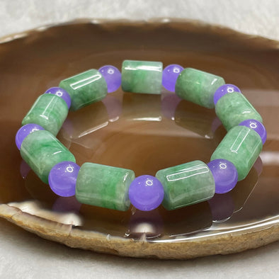 Type A Green Jade Jadeite Barrel Bracelet 50.77g 14.0 by 11.5mm 9 barrels - Huangs Jadeite and Jewelry Pte Ltd