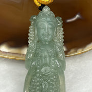 RARE 3D Carving Type A Semi Icy Green Jade Jadeite Standing Guan Yin Pendant - 35.9g 73.9 by 23.7 by 11.7mm - Huangs Jadeite and Jewelry Pte Ltd