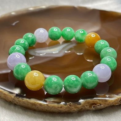 Type A Mixed Colour Jade Jadeite Beads Bracelet 42.72g 10.4-12.2mm 18 beads - Huangs Jadeite and Jewelry Pte Ltd