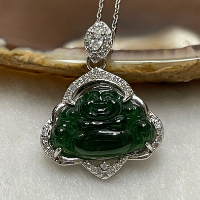 Type A Green Omphacite Jade Jadeite Milo Buddha - 3.00g 25.1 by 19.6 by 5.3mm - Huangs Jadeite and Jewelry Pte Ltd