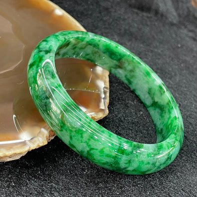 Type A Burmese Jade Jadeite Intense Green Bangle - 62g inner Diameter 58.5mm thickness 14.4mm - Huangs Jadeite and Jewelry Pte Ltd