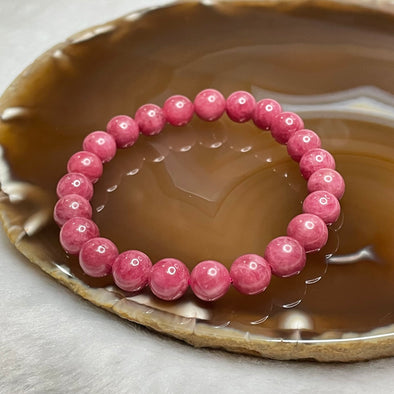 Natural Rhodonite Crystal Bracelet 23.94g 8.4mm/bead 23 beads - Huangs Jadeite and Jewelry Pte Ltd