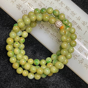 Type A Burmese Yellow With Green Jade Jadeite Necklace - 68.45g 7.5mm/ bead 102 beads - Huangs Jadeite and Jewelry Pte Ltd