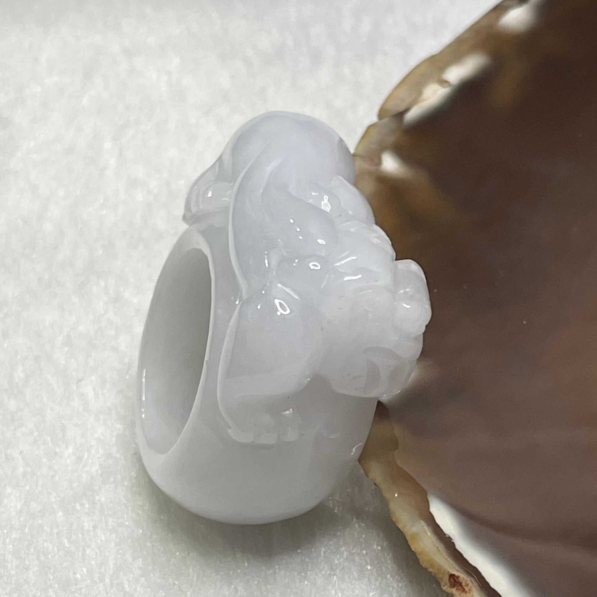 Type A Faint Lavender Jade Jadeite Pixiu - 29.05g US 10 HK 22 Inner Diameter 20.1mm Thickness 17.3 by 11.3mm - Huangs Jadeite and Jewelry Pte Ltd