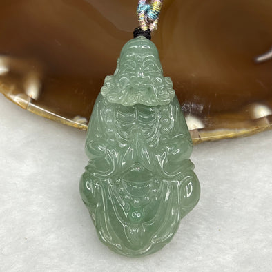 Type A Semi Icy Green Jade Jadeite Da Mo Pendant - 34.59g 57.2 by 31.7 by 12.7 mm - Huangs Jadeite and Jewelry Pte Ltd