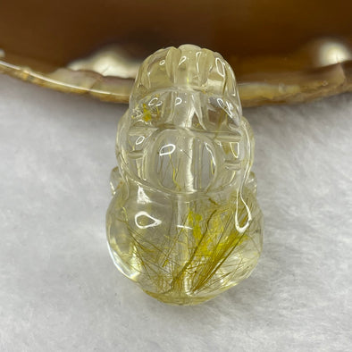 Natural Golden Rutilated Quartz Pixiu Charm for Wealth and Protection - 18.79g 34.6 by 22.0 by 16.3mm - Huangs Jadeite and Jewelry Pte Ltd