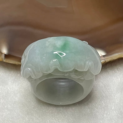 Type A Jade Jadeite with Spicy Green Patch Ruyi Ring - 29.01g US 11.25 HK 25.5 Inner Diameter 21.0mm Thickness 16.2 by 11.9mm - Huangs Jadeite and Jewelry Pte Ltd