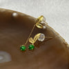 Type A Green Jade Jadeite Leaf Pair of Earrings with 18K Gold - 1.25g 4.3 by 4.3 by 2.5mm - Huangs Jadeite and Jewelry Pte Ltd