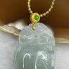 Grand Master Certified Type A Semi Icy Green Jade Jadeite Peach and Pixiu Pendant with 18K Gold Clasp 9.46g 42.1 by 19.7 by 5.4 mm - Huangs Jadeite and Jewelry Pte Ltd