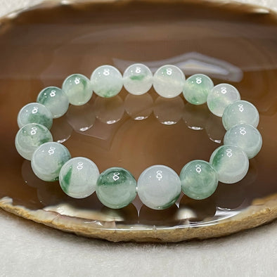 Type A Semi Icy Piao Hua Jade Jadeite Bracelet 40.74g 12.1mm/bead 17 beads - Huangs Jadeite and Jewelry Pte Ltd