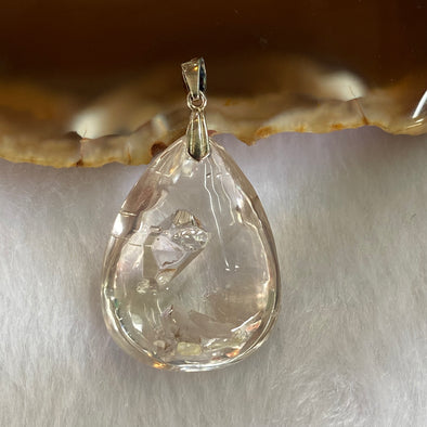 Rare Clear Quartz with Herkimer Diamond in 925 Silver Clasp 10.50g 38.8 by 22.8 by 12.6mm - Huangs Jadeite and Jewelry Pte Ltd