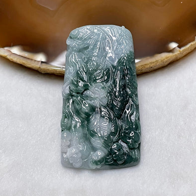 Type A Blueish Green Jade Jadeite Heibai Wuchang 黑白无常 Hell Gods of Wealth 33.12g 68.5 by 33.5 by 6.3mm - Huangs Jadeite and Jewelry Pte Ltd